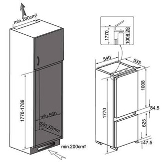 CUCINE冰箱AT300B-1嵌入式冰箱